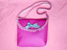 Load image into Gallery viewer, Purple magenta pin stripe purse, fairy spank kei pastel rainbow 80s