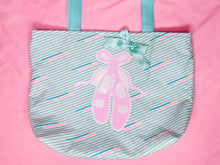Load image into Gallery viewer, Green pink 80s tote bag, fairy spank kei, 90s stripe ballet slipper