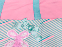 Load image into Gallery viewer, Green pink 80s tote bag, fairy spank kei, 90s stripe ballet slipper