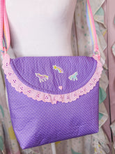 Load image into Gallery viewer, Purple unicorn polka dot purse, fairy spank kei pastel rainbow 80s