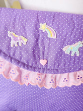 Load image into Gallery viewer, Purple unicorn polka dot purse, fairy spank kei pastel rainbow 80s
