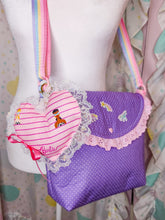Load image into Gallery viewer, Retro doll heart plush key chain trinket, fairy spank kei bag charm 50s 90s