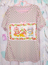 Load image into Gallery viewer, Pink green polka dot boxy top, Strawberry Shortcake fairy spank kei t shirt size Large