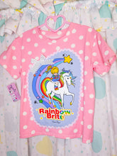 Load image into Gallery viewer, Pink white polka dot boxy top, Rainbow Brite fairy spank kei t shirt size Small