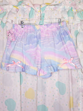 Load image into Gallery viewer, Pastel rainbow upcycled fairy spank kei ruffle shorts, 80s 90s size L XL