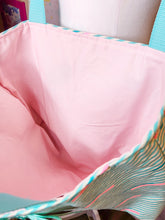 Load image into Gallery viewer, Green pink 80s tote bag, fairy spank kei, 90s stripe ballet slipper