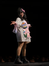 Load image into Gallery viewer, Mall curved window knit shirt dress, sequin applique carousel roller skate palm tree size XL