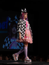 Load image into Gallery viewer, Mall food court jacket, black and white checkered sequin applique, size Medium/Large