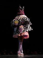 Load image into Gallery viewer, Mall food court jacket, black and white checkered sequin applique, size Medium/Large