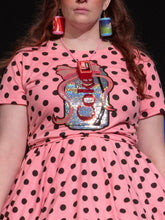 Load image into Gallery viewer, Hot pink Diet Coke polka dot top, 80s fairy spank kei decora, size Large