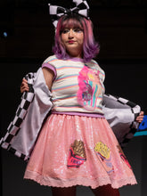 Load image into Gallery viewer, 80's pastel stripe slushy top, fairy spank kei sequin size Medium