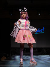 Load image into Gallery viewer, Iridescent French fry sequin skirt, 80s fairy spank kei decora, size Medium