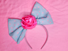 Load image into Gallery viewer, Mint/pink heart headband bow, Valentine&#39;s Day lovecore rose