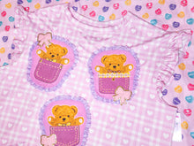 Load image into Gallery viewer, Pink heart gingham ruffle boxy top, teddy bear spank kei size 2X