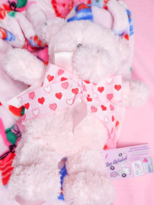 Pink/red heart cake lovecore scarf, Valentine's Day teddy bear