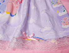 Load image into Gallery viewer, 80&#39;s cat pastel rainbow upcycled fairy Spank kei skirt size XL