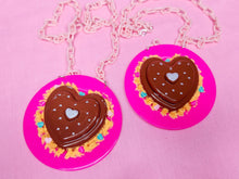 Load image into Gallery viewer, Pink frosted chocolate cookie necklace, fairy spank kei decora, valentine lovecore galentine's