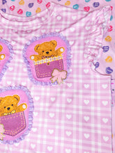 Load image into Gallery viewer, Pink heart gingham ruffle boxy top, teddy bear spank kei size 2X