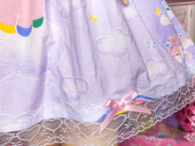 Load image into Gallery viewer, 80&#39;s cat pastel rainbow upcycled fairy Spank kei skirt size XL