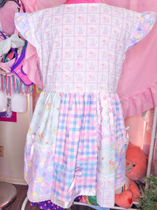 Pastel patchwork lovecore dress, size M