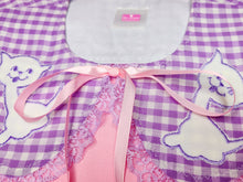 Load image into Gallery viewer, Lavender gingham detachable collar, kitty patch retro showa sweet lolita