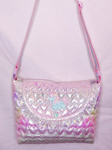 Iridescent heart quilted purse, fairy spank kei unicorn