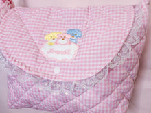 Load image into Gallery viewer, Pink cottagecore gingham quilted purse, fairy spank kei kitschy animal