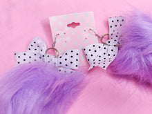 Load image into Gallery viewer, SALE lavender faux fur pompom earrings, chunky bimbo 90s drag queen