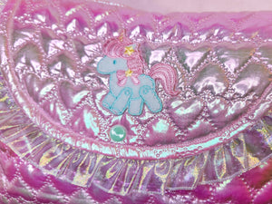Iridescent heart quilted purse, fairy spank kei unicorn