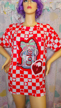 Load image into Gallery viewer, Red checkered Diet Coke boxy top, Valentine heart pad lock t shirt size XL Extra Large