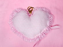 Load image into Gallery viewer, Marron Cream plush heart key chain trinket, sweet lolita bag charm