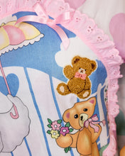 Load image into Gallery viewer, Sparkle heart goose boxy top, 90s ruffle teddy bear t shirt size Large