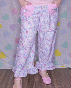 Cooking bunny polka dot heart pocket ruffle pants, size L/XL