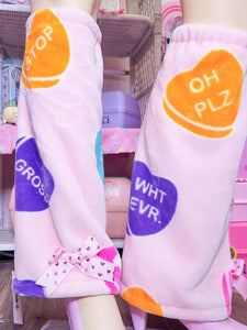 Insult conversation hearts legwarmers, valentine's day