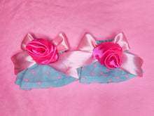 Load image into Gallery viewer, Mint/pink heart sweet lolita wristcuffs, Valentine&#39;s Day lovecore rose