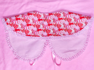 Pink red heart cookie detachable collar, lovecore valentine's day