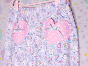 Cooking bunny polka dot heart pocket ruffle pants, size L/XL