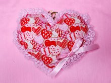 Load image into Gallery viewer, Pink frosted heart cookie plush key chain trinket, Valentine's Day, Galentine gift bag charm