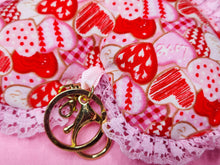 Load image into Gallery viewer, Pink frosted heart cookie plush key chain trinket, Valentine's Day, Galentine gift bag charm