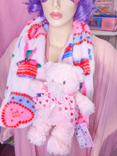 Load image into Gallery viewer, Pink/red heart cake lovecore scarf, Valentine&#39;s Day teddy bear