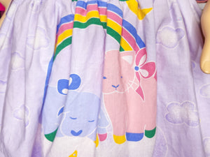 80's cat pastel rainbow upcycled fairy Spank kei skirt size XL