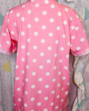 Load image into Gallery viewer, Pink polka dot carousel boxy top, 90s ruffle pastel rocking horse t shirt size Medium