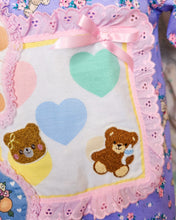 Load image into Gallery viewer, Teddy bear floral boxy top, 90s ruffle pastel heart t shirt size Small