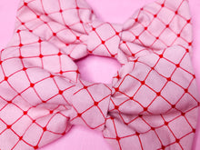 Load image into Gallery viewer, Pink and red heart quilted print hair bow, lovecore galentine gift, Valentine's Day