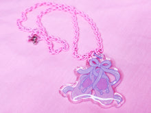 Load image into Gallery viewer, Ballet slippers 90s glitter resin necklace, fairy spank kei