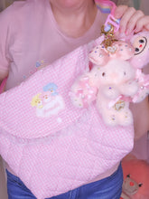 Load image into Gallery viewer, Pink cottagecore gingham quilted purse, fairy spank kei kitschy animal