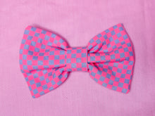 Load image into Gallery viewer, Hot pink/silver checkered hair bow, fairy spank kei, retro 80s 90s mall food court