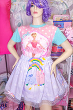 Load image into Gallery viewer, 80&#39;s cat pastel rainbow upcycled fairy Spank kei skirt size XL