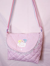 Load image into Gallery viewer, Pink cottagecore gingham quilted purse, fairy spank kei kitschy animal