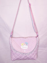 Load image into Gallery viewer, Pink cottagecore gingham quilted purse, fairy spank kei kitschy animal